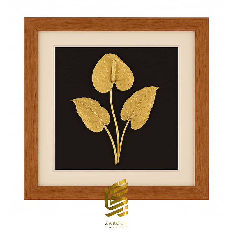 تابلو طلاکوب طرح گل آنتوریوم