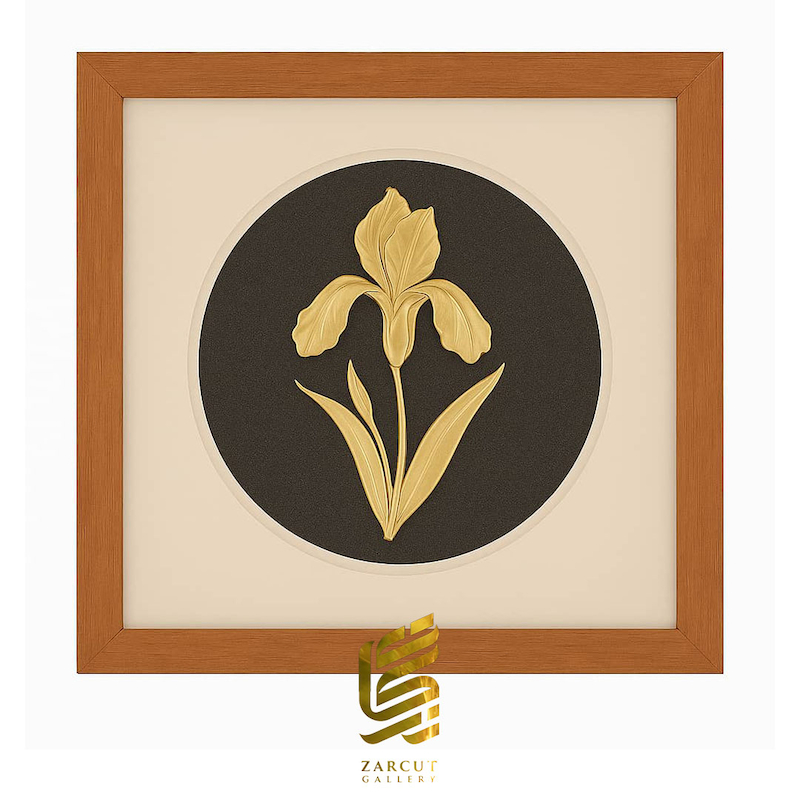 تابلو طلاکوب طرح گل زنبق