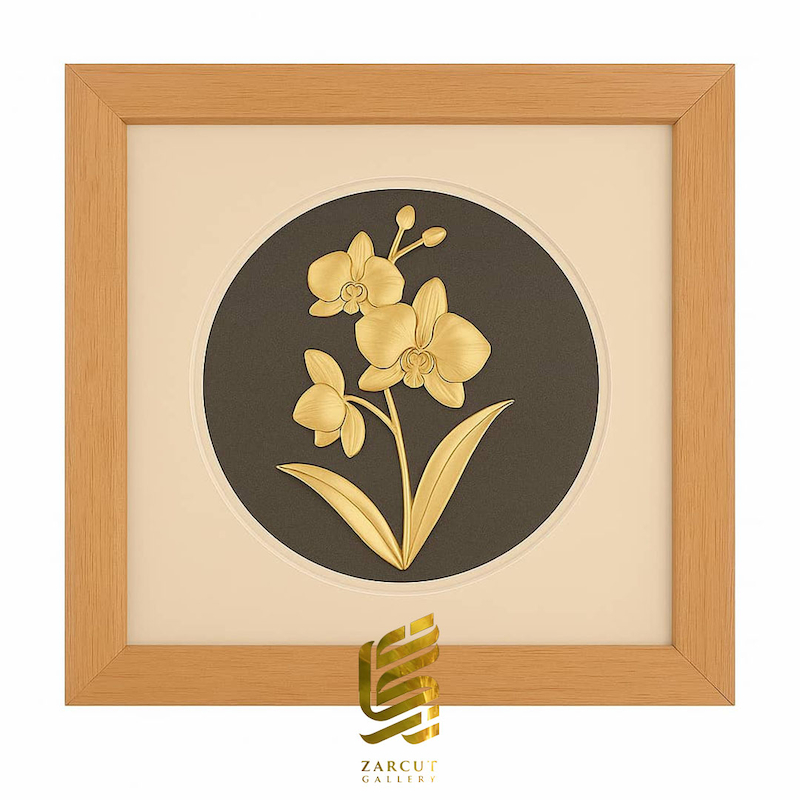 تابلو طلاکوب طرح گل ارکیده