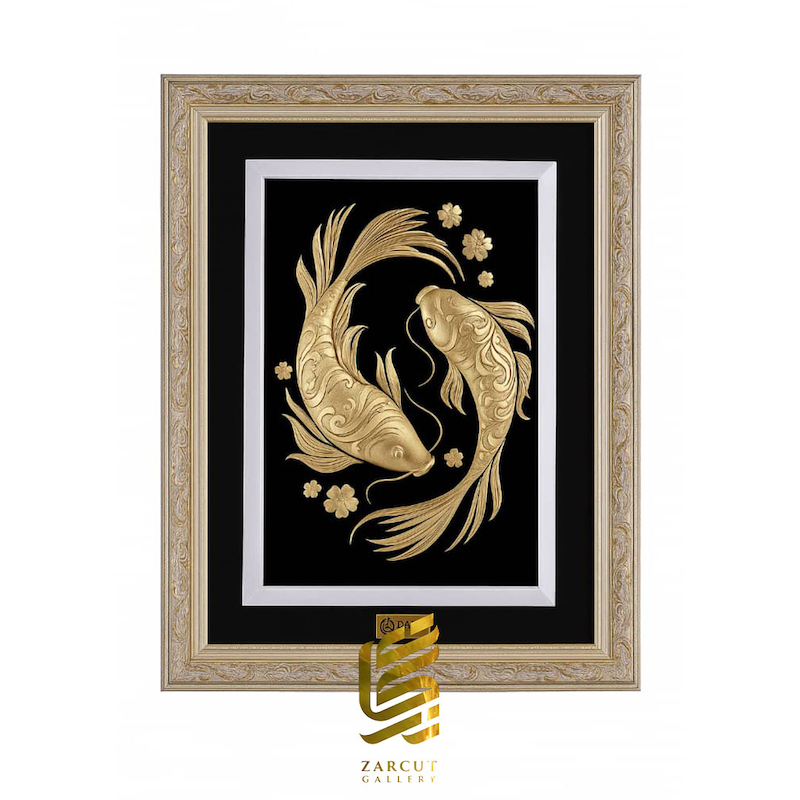 تابلو طلاکوب طرح ماهی 4
