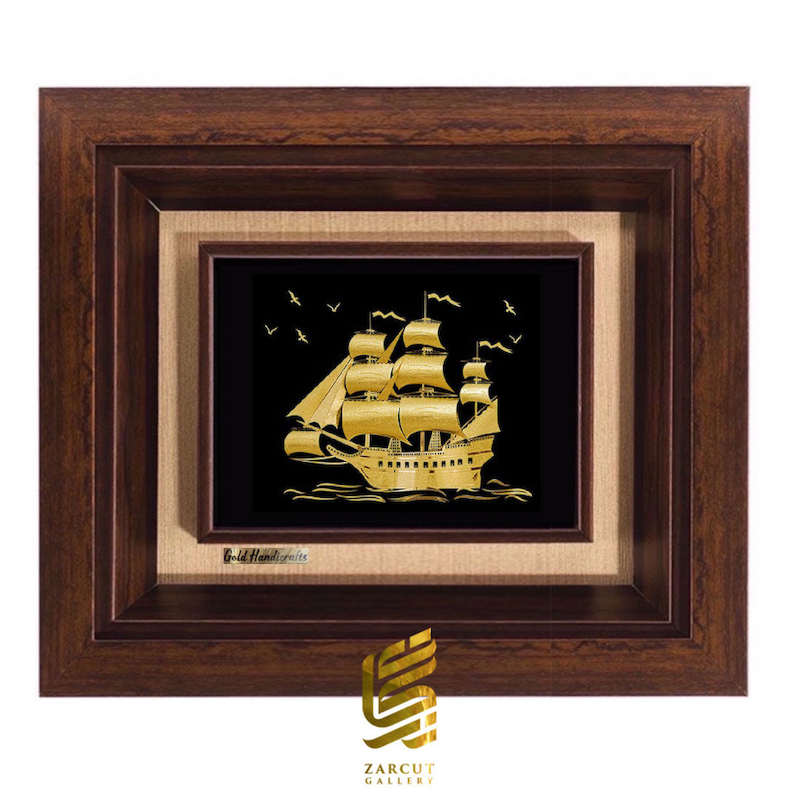 تابلو طلاکوب زرکات طرح کشتی بزرگ