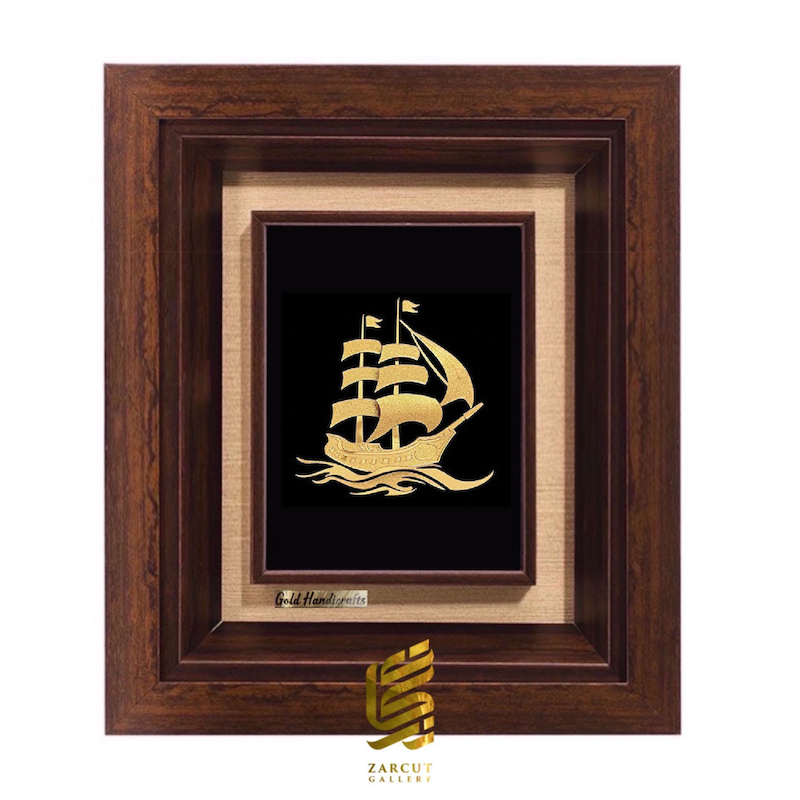 تابلو طلاکوب زرکات طرح کشتی