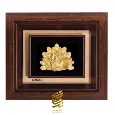 تابلو طلاکوب زرکات طرح طاووس
