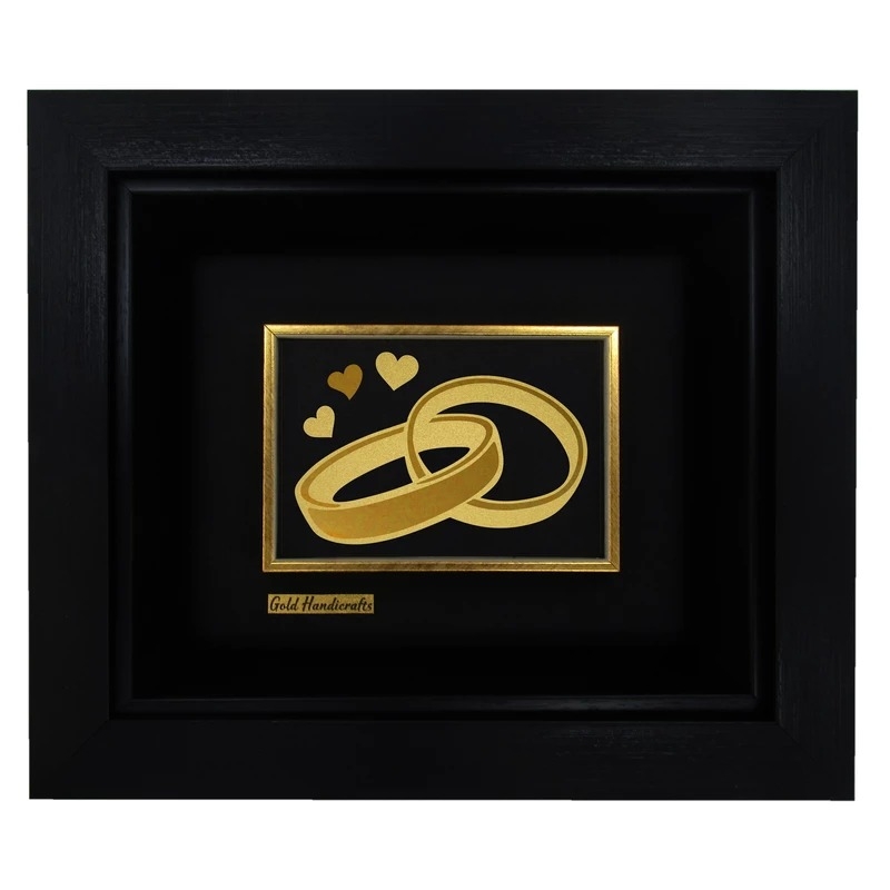 تابلو طلا زرکات طرح حلقه ازدواج مدل F173