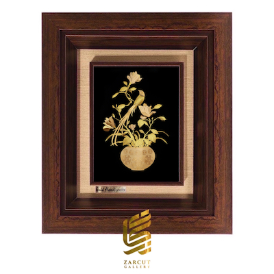تابلو طلاکوب طرح مرغ تسبیح گوی